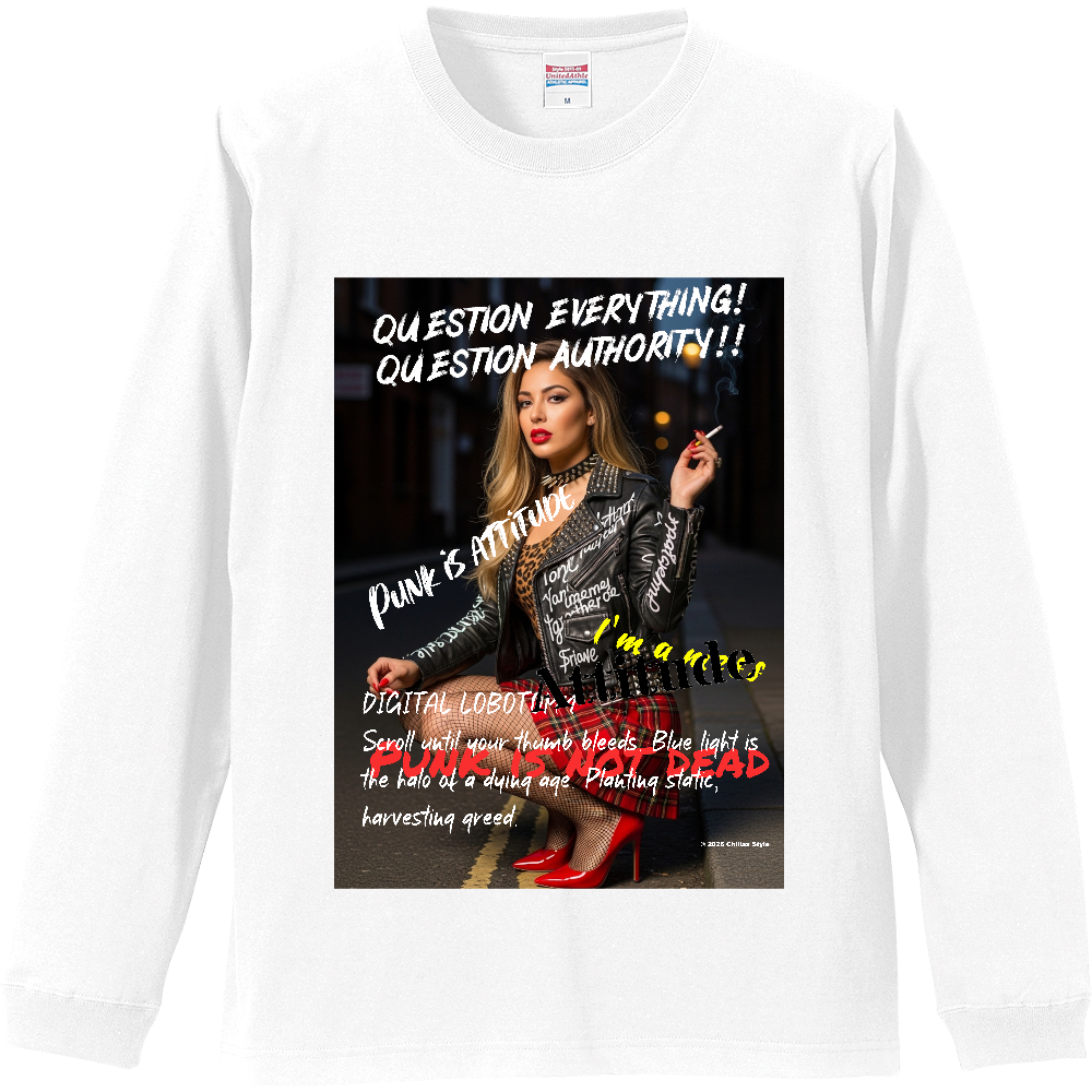 【パンク長袖Tシャツ ロンドンの路地裏で一服するパンクガール】