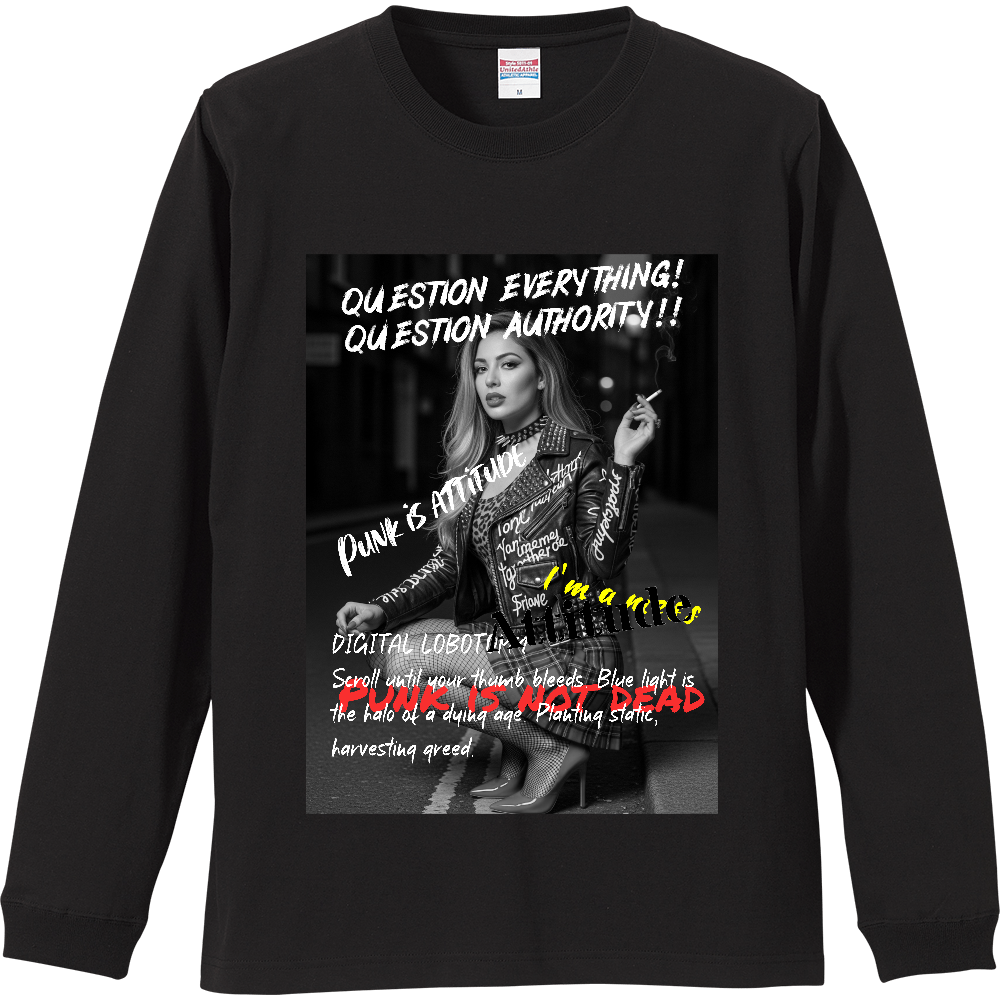 【パンク長袖Tシャツ ロンドンの路地裏で一服するパンクガール】