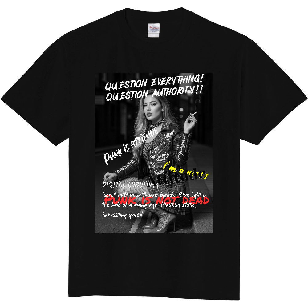 【パンクTシャツ ロンドンの路地裏で一服するパンクガール】