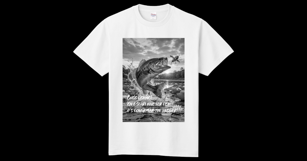 2026 Summer Fishing Fashion 販売開始【フィッシングTシャツ ブラックバス釣り】モノクロ