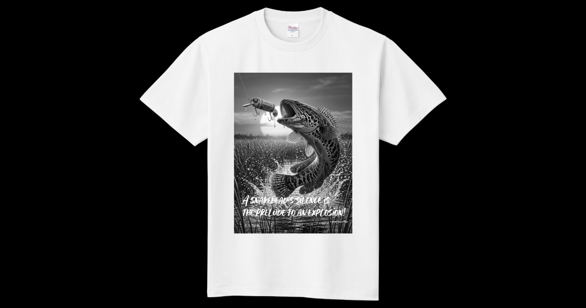 2026 Summer Fishing Fashion 販売開始【フィッシングTシャツ 雷魚釣り】モノクロ