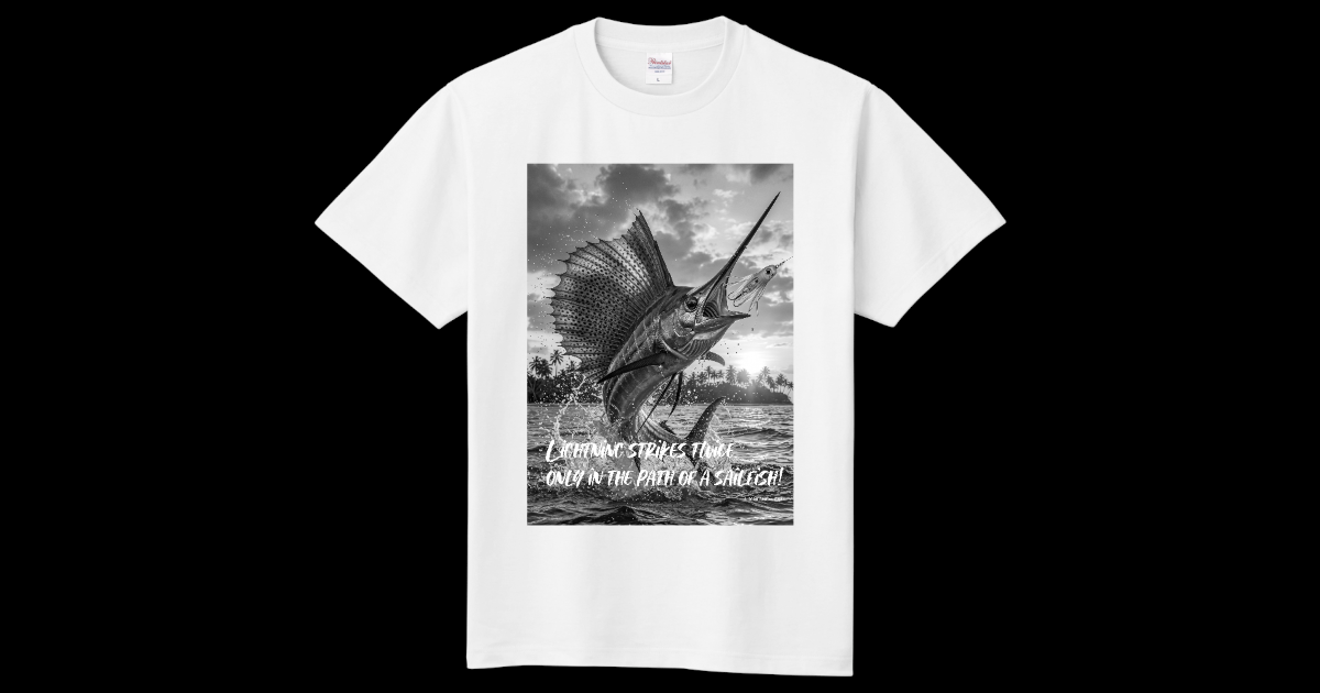 2026 Summer Fishing Fashion 販売開始【フィッシングTシャツ バショウカジキ釣り】モノクロ